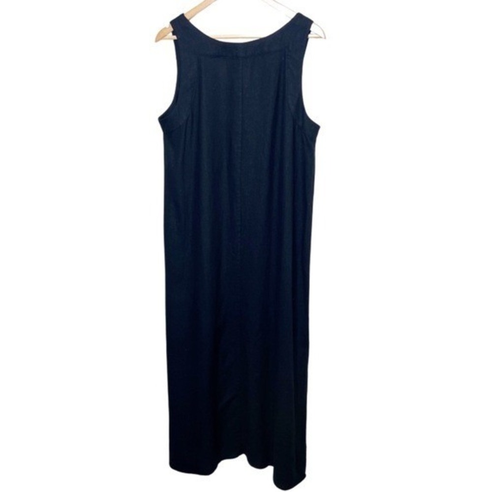 DKNY NWT Black Linen Blend V-Neck Sleeveless Maxi Dress P41C8FZK Womens Medium - Picture 4 of 8